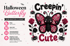 Halloween Butterfly PNG, Creepin’ Cute Sublimation Clipart Product Image 1