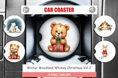 Winter Woodland Animals Car Coaster Product Image 1