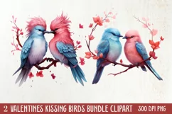 Breeds of Valentine Kissing Birds, Valentine's Day Clipart Product Image 1