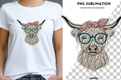 Highland Cow PNG | Boho Cow with Glasses Clipart | Cute Farm Product Image 1