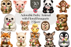 Adorable Baby Animal with Floral Bouquets Product Image 1