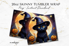 Halloween Cat 20 oz Tumbler Wrap Png, Sublimation Design Product Image 2