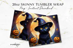 Halloween Cat 20 oz Tumbler Wrap Png, Sublimation Design Product Image 2