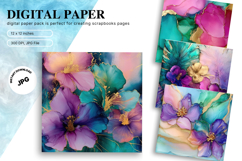 Rainbow Watercolor Alcohol Ink Background Digital Paper Product Image 1