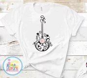 Guitar SVG, Guitar Monogram svg files, floral flowers Svg Product Image 5