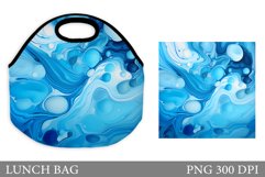 Blue Fluid Ink Lunch Bag. Abstract Lunch Bag Sublimation Product Image 1