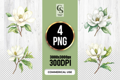 Watercolor Magnolia Flower Clipart Sublimation PNG Product Image 1