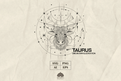 Taurus Zodiac sign line drawing Svg Png Eps Product Image 1
