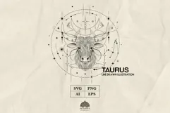Taurus Zodiac sign line drawing Svg Png Eps Product Image 1