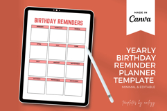 Yearly Birthday Reminder Planner Template | Digital Birthday Product Image 1