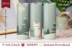 Christmas Tumbler Wrap Design, Cute Cat Tumbler Design Product Image 1