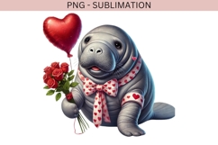 Valentine manatee png design for T-shirts Product Image 1