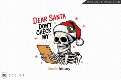 Skeleton Santa Using Phone Christmas Funny Sublimation PNG Product Image 1