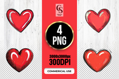 Red Hand Drawn Heart Clipart Sublimation PNG Product Image 1