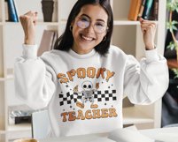 Spooky Teacher svg, Halloween shirt, Retro svg, Skeleton Product Image 2