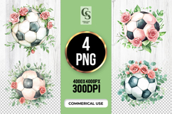 Floral Soccer Ball Clipart Sublimation PNG Product Image 1