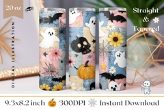 Skull Tumbler Wrap, Cartoon Halloween Ghost Tumbler Product Image 1