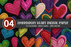 Embroidery Heart Digital Paper Product Image 1