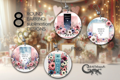 Motivating inscriptions 4 | Round earring sublimation design Product Image 1
