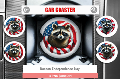Car Coaster Raccoon 4th of July Product Image 1