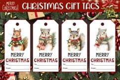 Watercolor Christmas Squirrel Gift Tag, Christmas Gift Tag Product Image 1
