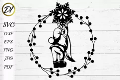 Christmas gnome wreath. Gnome svg. Christmas gnomes. Wreath. Product Image 2