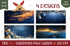 Blue Glitter Mug Wrap Design, Christmas Mug Template Product Image 1