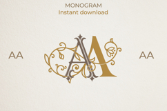 AA Wedding Monogram Logo | Elegant Initials Vector Product Image 1