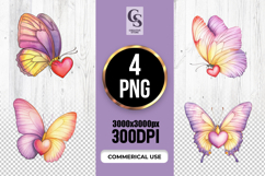 Butterfly with Heart Clipart Sublimation PNG Product Image 1