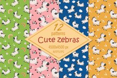 Cute zebras - seamless patterns Product Image 1