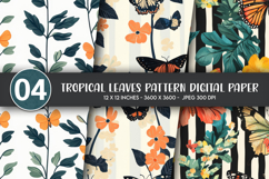 Tropical Leaves Pattern Digital Paper Product Image 1