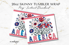 Patriotic America Floral 20 oz Tumbler Wrap Sublimation Product Image 2