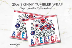 Patriotic America Floral 20 oz Tumbler Wrap Sublimation Product Image 2