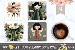 Cartoon Fairy Square Coasters, Fairy Coaster Designs Product Image 1