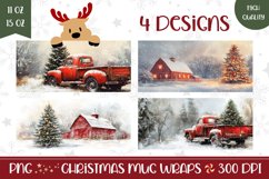 Christmas Red Truck Mug Design, Winter Barn Mug Template Product Image 1