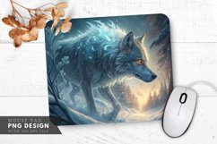 Frosted Fury A Wolf in a Snowstorm Forest Mouse Pad PNG Product Image 1