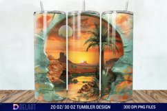 3D Tranquil Desert Oasis Stained Glass Tumbler Wrap Product Image 1