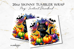 Cute Halloween Black Cat Pumpkin 20 oz Tumbler Wrap PNG Product Image 2