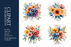 Watercolor floral flower bunch clipart sublimation png Product Image 1