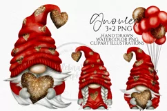 Red Valentines Balloons Gnomes | Gnome Clipart Png Product Image 1