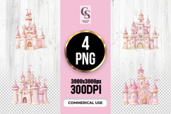 Watercolor Pink Royal Castle Clipart Sublimation PNG Product Image 1