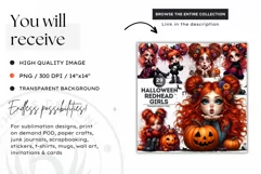 Halloween clipart, Cute Redhead girl Clipart, Kids Halloween Product Image 2
