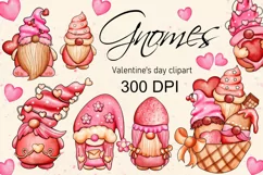 Valentine day Gnome Watercolor Gnome clipart PNG Sublimation Product Image 1