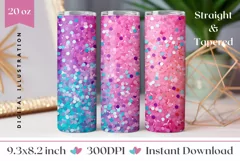 Confetti Tumbler Wrap, Ombre Tumbler, Glitter Sublimation Product Image 1