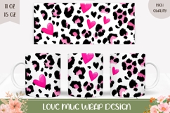 Love Hearts Mug Design, Leopard Mug Sublimation Product Image 1