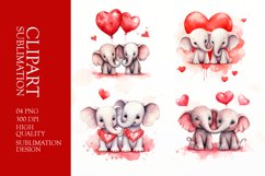 Watercolor elephant Couples, Valentines Day Clipart Product Image 1