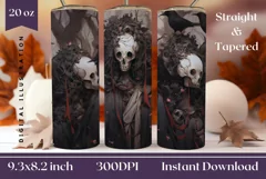 Creepy Halloween Tumbler Wrap Design, Halloween Sublimation Product Image 1