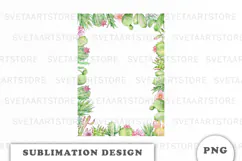 Watercolor Cactus and Succulents Frame PNG Product Image 1