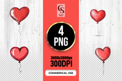 Hand Drawn Red Heart Balloon Clipart Sublimation PNG Product Image 1