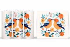 Cute Birds Tumbler Sublimation. Flowers Tumbler Design Product Image 2